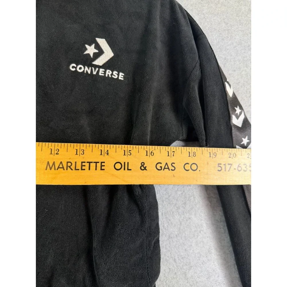 Converse Youth Large Black Velour Track Jacket Full Zip Logo Tape 3445